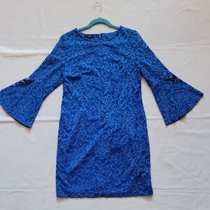 Alfani Royal Blue Lace Long Sleeve Dress